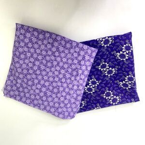 Lot of 2 Purple Floral Print Fabric Quilting Sewing Cotton Craft Supply Flowers